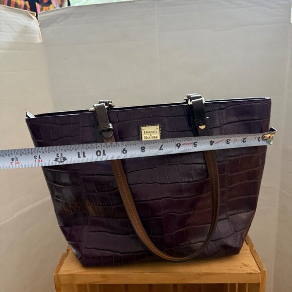 Dooney & Bourke Purple Oakdale Janie Tote Croc Embossed Leather Tote Bag Purse - Picture 14 of 15